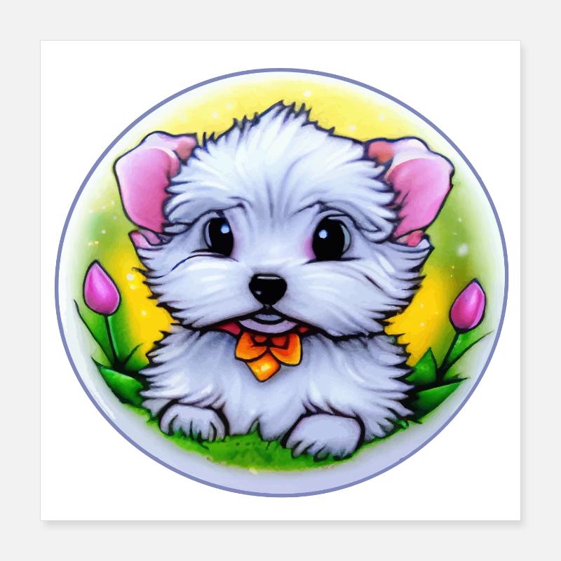 Chiot chien Poster 40 x 40 cm