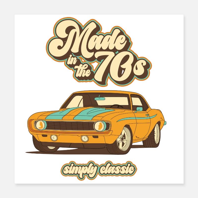 70s Design - Poster 40x40 cm - Weiß