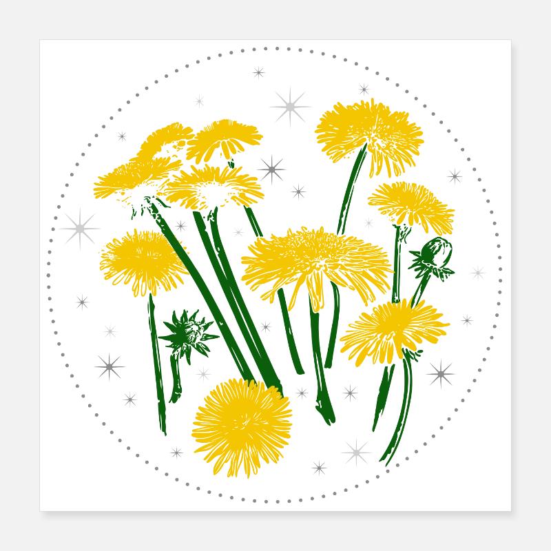 Löwenzahn Frühling Sternenhimmel Poster 40x40 cm