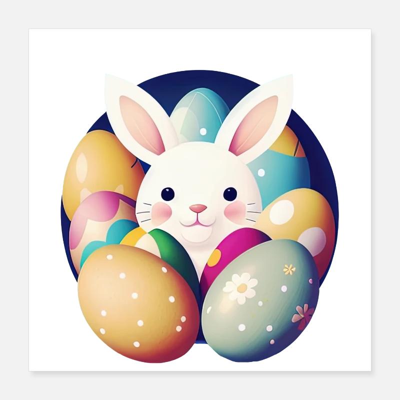 Easter bunny with Easter eggs Poster 16" x 16" (40x40 cm)