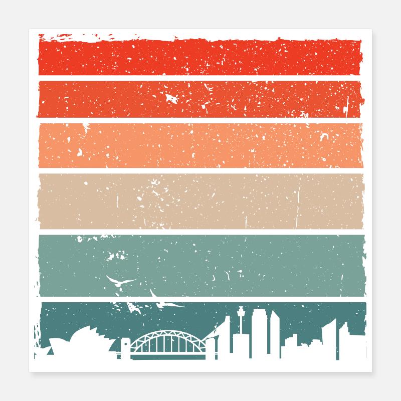 Sunset Gradient City Skyline Poster 40x40 cm