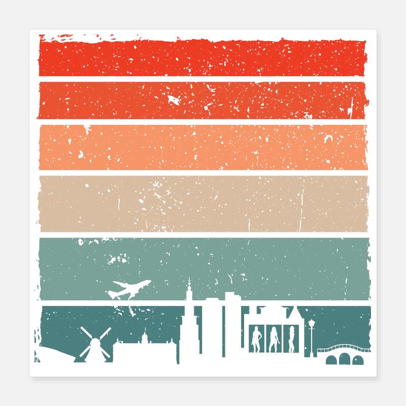 Silhouette d’horizon du coucher de soleil Poster 40 x 40 cm