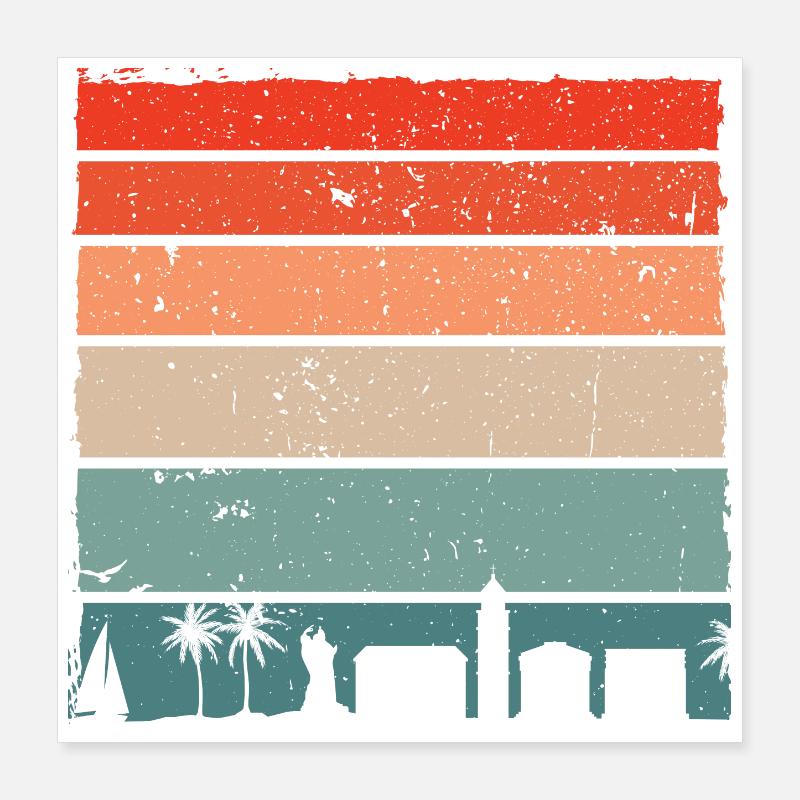 Sunset City Palms Retro Gradient Poster 16" x 16" (40x40 cm)