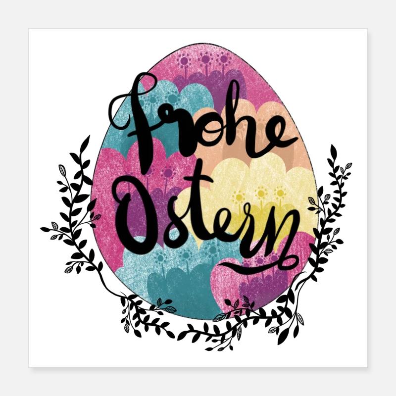 Fleurs d’oeufs de Pâques Joyeuses Pâques Poster 40 x 40 cm