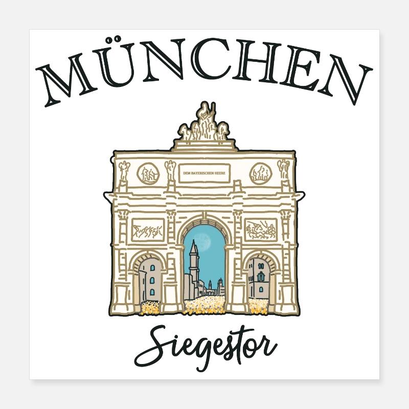Siegestor München, Friedensmahnmal Poster 40x40 cm