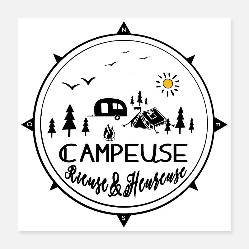 Glücklicher lachender Camper Poster 40x40 cm