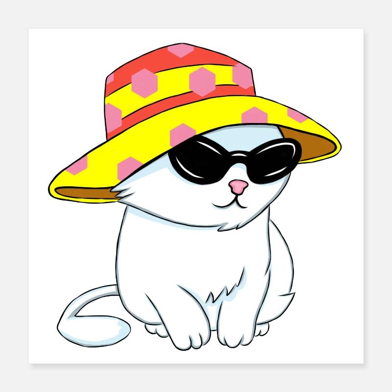 Chaton de style plage Poster 40 x 40 cm