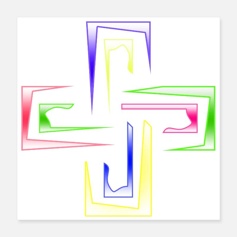 Prisme néon encadre le logo abstrait Poster 40 x 40 cm