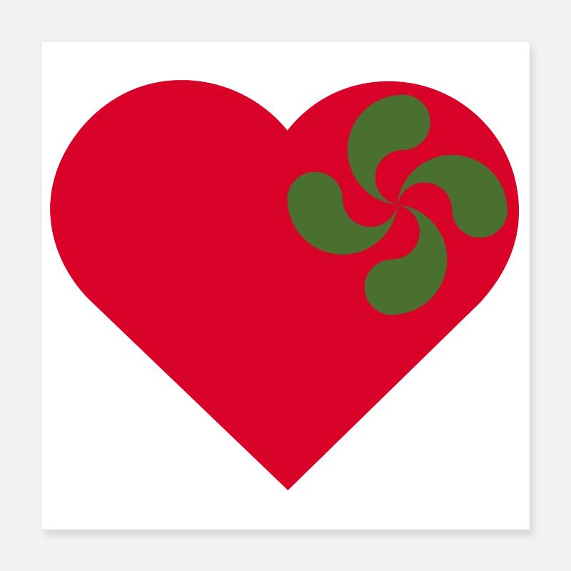 Amour du Pays-Basque. Coeur et lauburu. Poster 40 x 40 cm