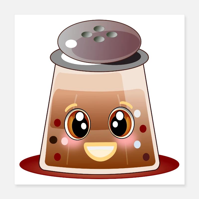 Kawaii Pfeffer - Pfefferkörner - Pfefferstreuer Poster 40x40 cm