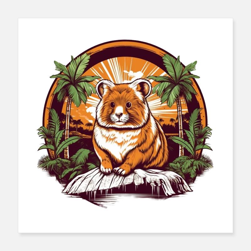 Rock cuddly kangaroo at sunset Poster 16" x 16" (40x40 cm)