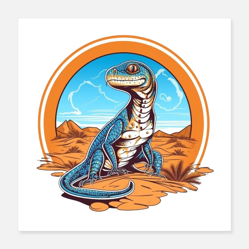 lézard dans la conception de paysage désertique Poster 40 x 40 cm