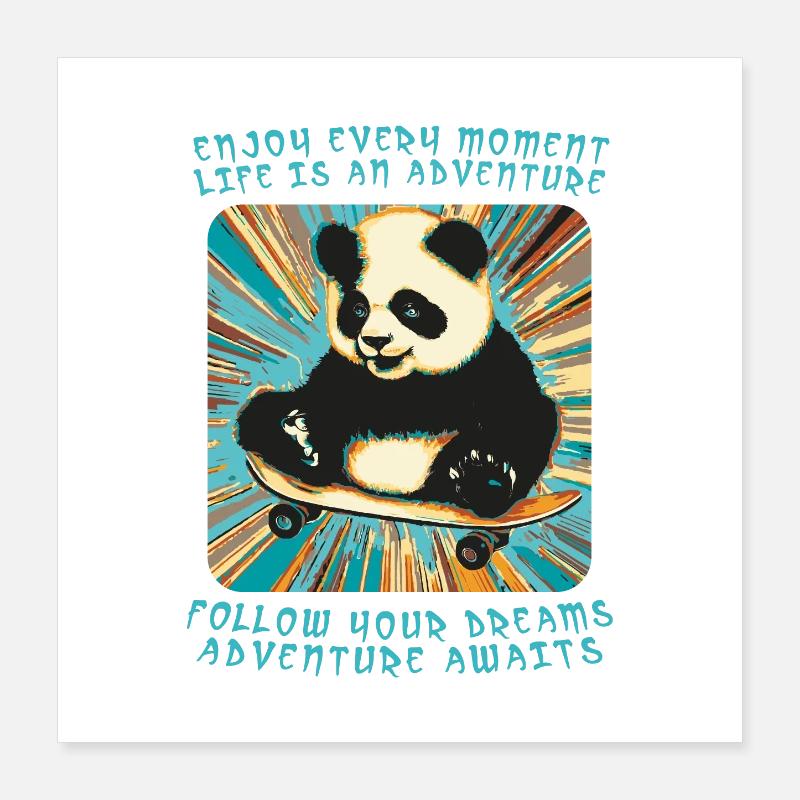 Panda's Adventure on Wheels Poster 16" x 16" (40x40 cm)