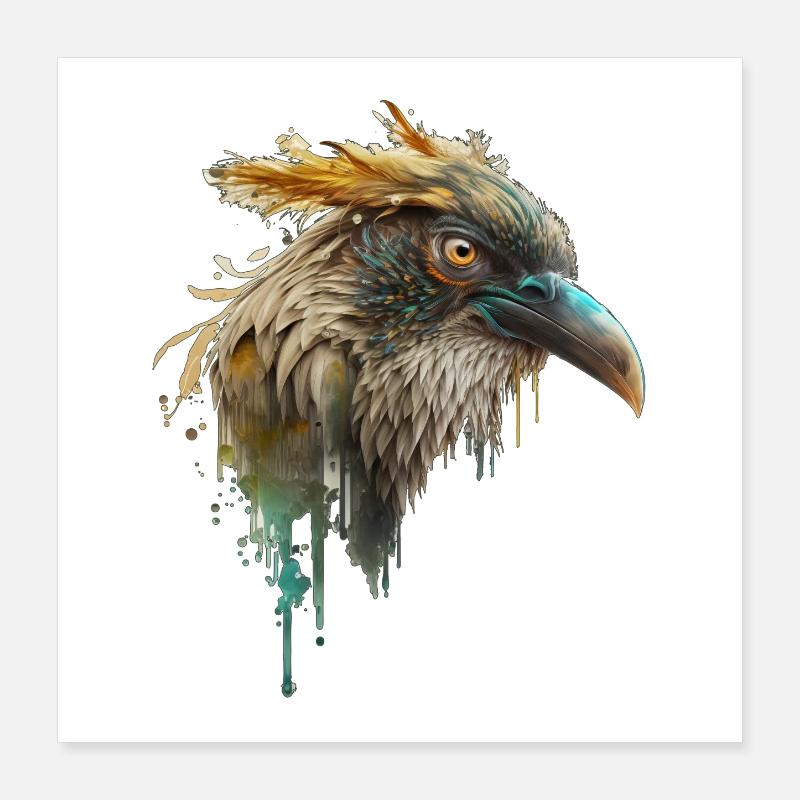 Belle tête de corbeau, design de corbeau, bel oiseau Poster 40 x 40 cm