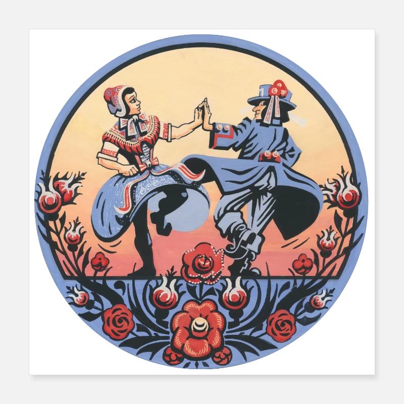 Sorbische Folklore – Tanzszene Poster 40x40 cm