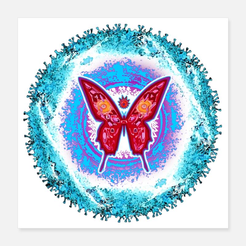 Leuchtender Schmetterling mit geistigem Muster Poster 40x40 cm