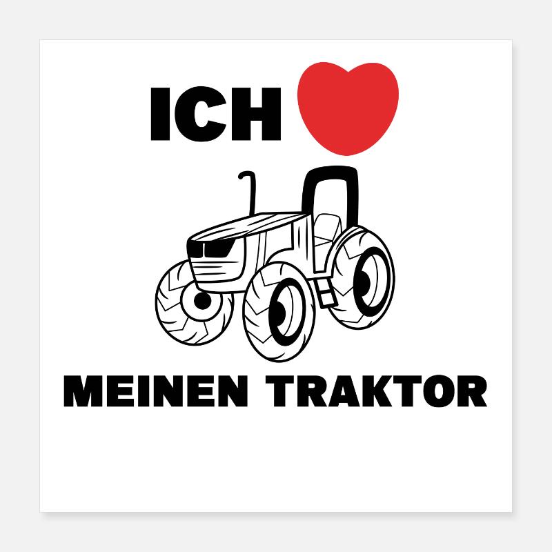 Nutzfahrzeug Ich Liebe Traktor Statement Herz Poster 40x40 cm