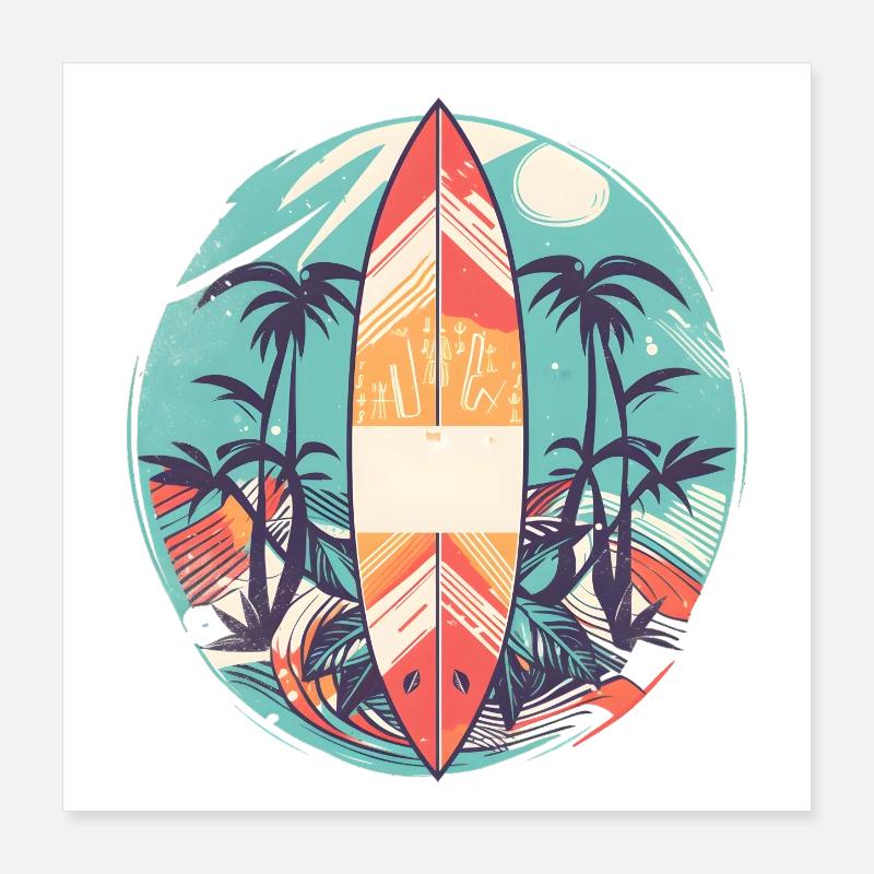 Surfbrett Poster 40x40 cm
