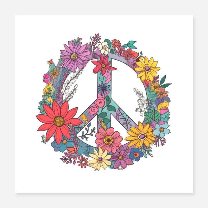 Flowers Peace Poster 16" x 16" (40x40 cm)