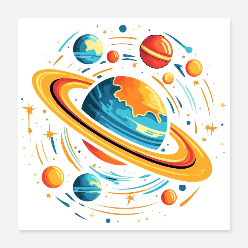 Galaxies spatiales Planètes Poster 40 x 40 cm