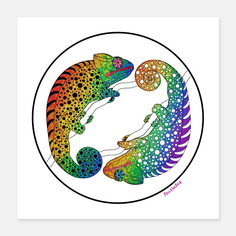 Pride-Chamäleon Poster 40x40 cm