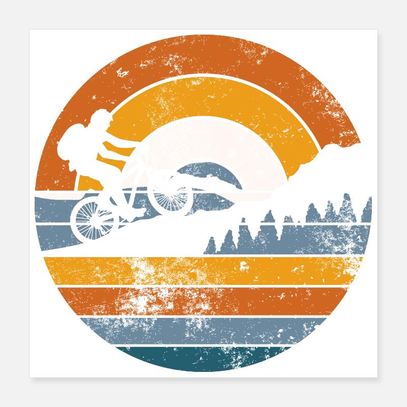 Coucher de soleil à vélo Retro Ridge Poster 40 x 40 cm