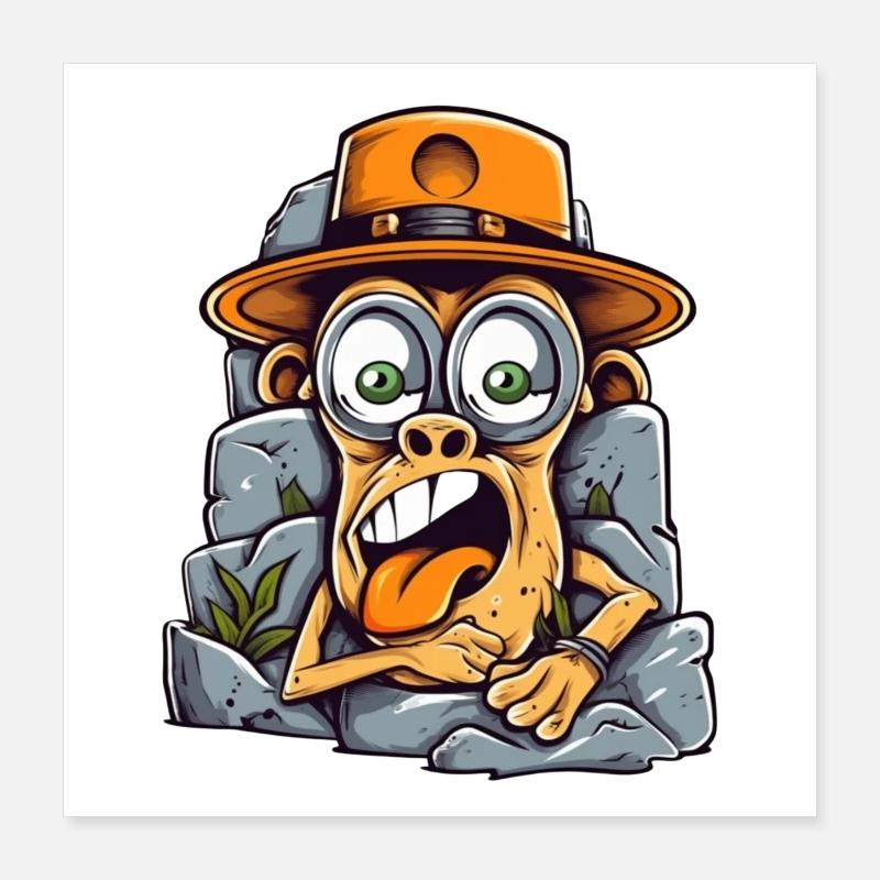 Singe d’art de rue expressif Poster 40 x 40 cm