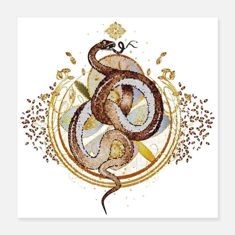 magical amulet with snake in mosaic style Poster 16" x 16" (40x40 cm)