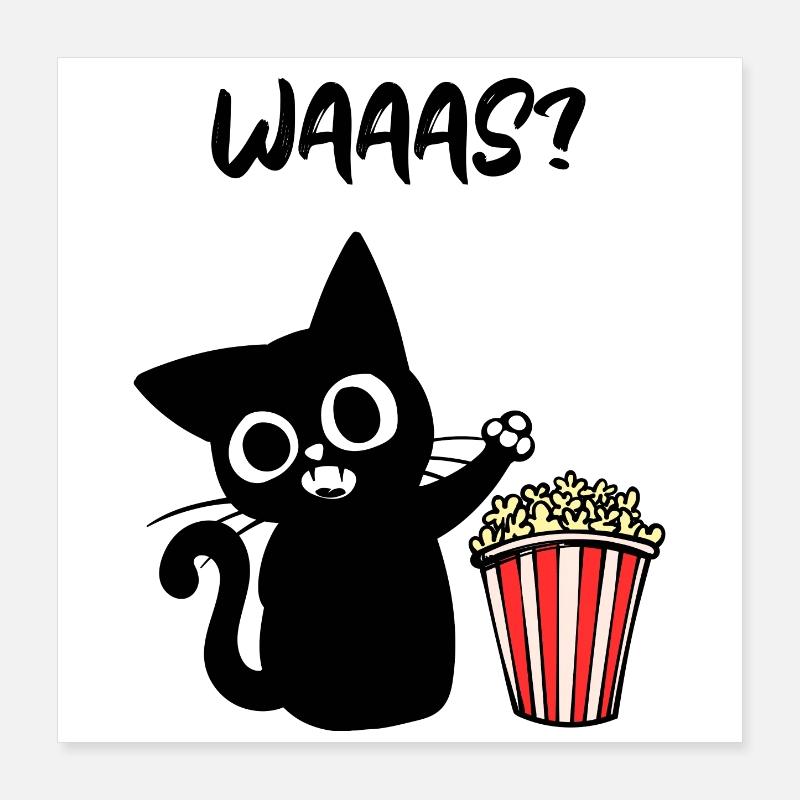 Films Popcorn Cat Binge Watching Dire Cineaste Poster 40 x 40 cm