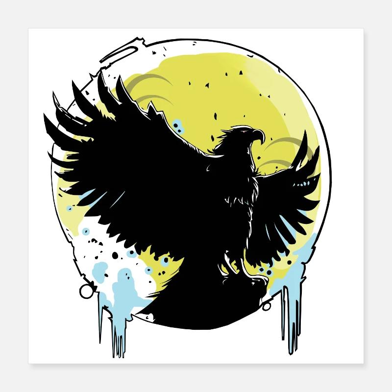 Adler vor Vollmond Poster 40x40 cm