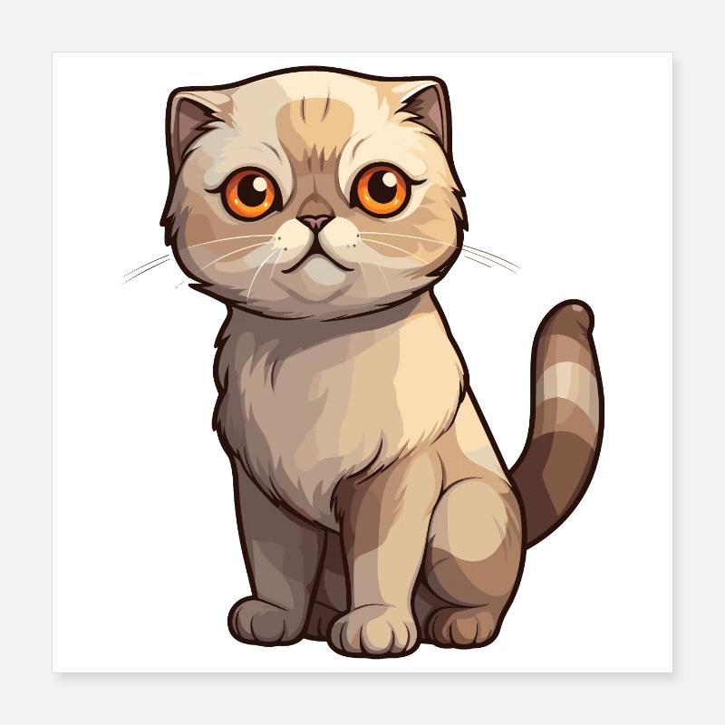 Chaton Scottish Fold de mauvaise humeur Poster 40 x 40 cm
