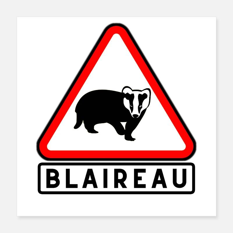 Blaireau Triangle Avertissement Poster 40 x 40 cm