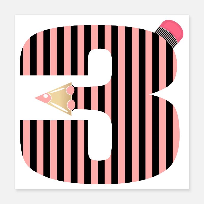 CRAYONS THREE-YEAR-OLD NUMBER 3 THREE Poster 16" x 16" (40x40 cm)