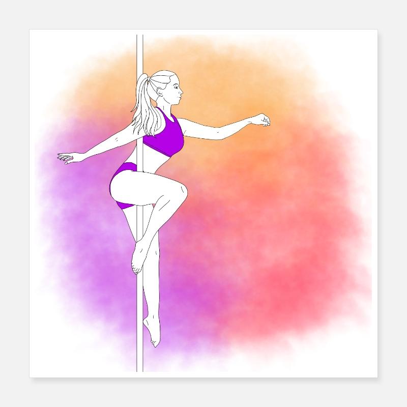 Pole Danse Néon Coucher de soleil Poster 40 x 40 cm