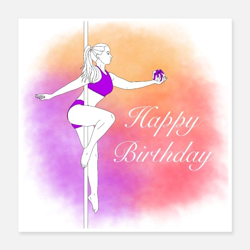 Pole Dance Birthday Gradient Illustration Poster 16" x 16" (40x40 cm)