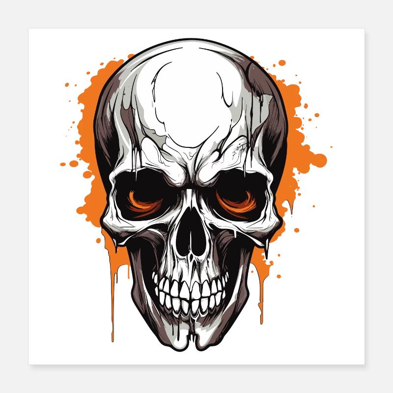 Orange Skull Splatter Gothic Poster 16" x 16" (40x40 cm)