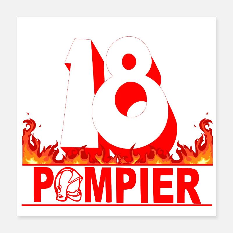 Pompier Poster 40 x 40 cm