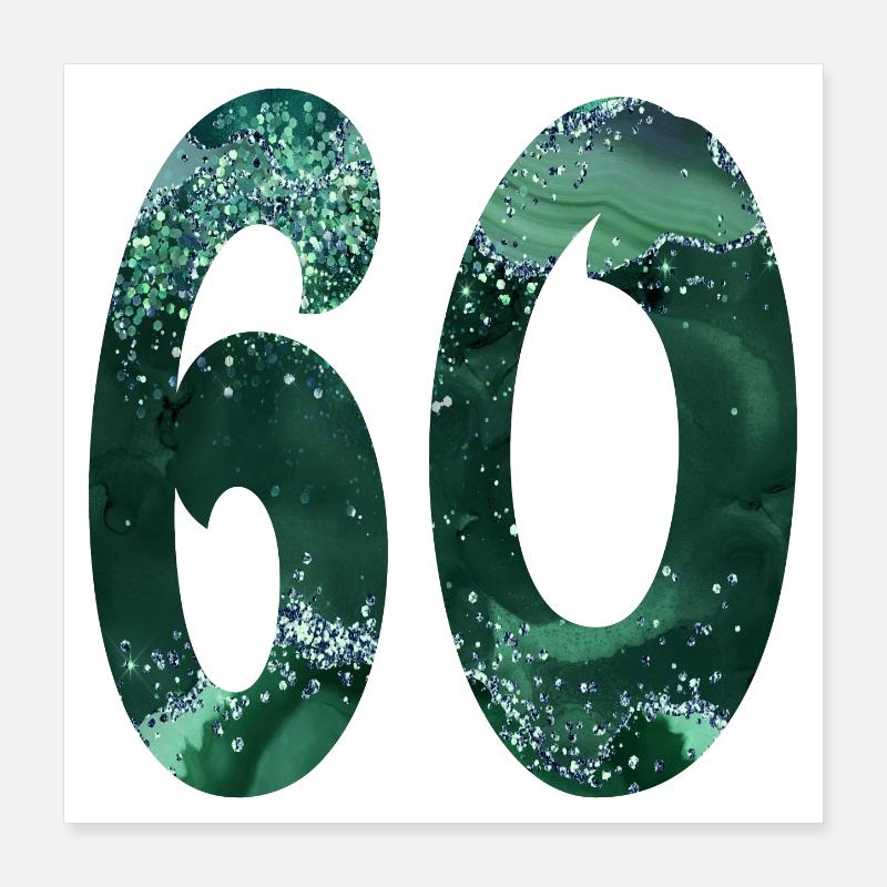 ZAHL 60 WERDEN - 60. GEBURTSTAG Poster 40x40 cm