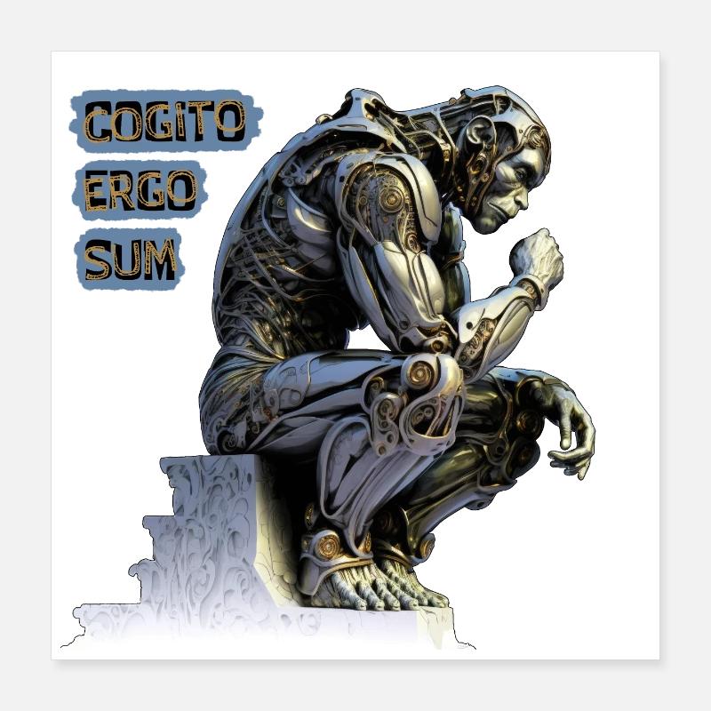 Cogito 02 - Cyborg Penseur Cogito Ergo Sum Poster 40 x 40 cm