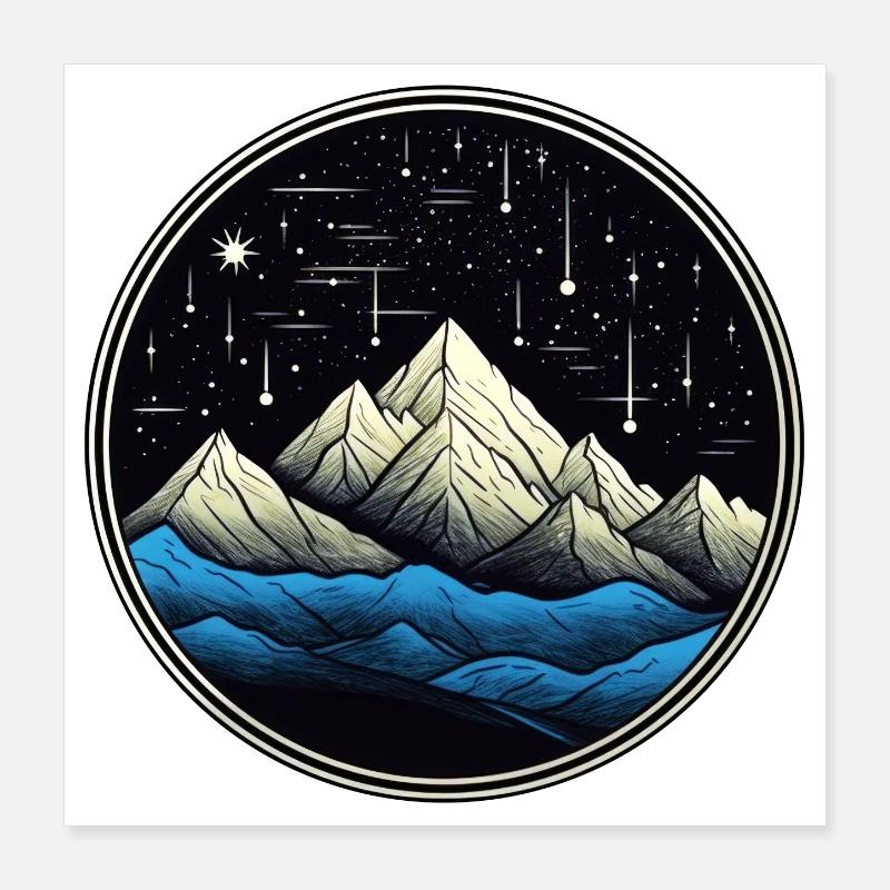 Montagne étoilée comète 01 Poster 40 x 40 cm