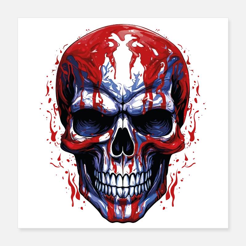 Flags Skull Graphic Poster 16" x 16" (40x40 cm)