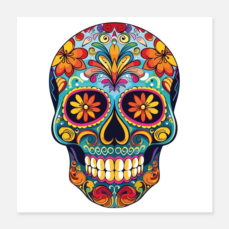 Colorful skull pattern Poster 16" x 16" (40x40 cm)