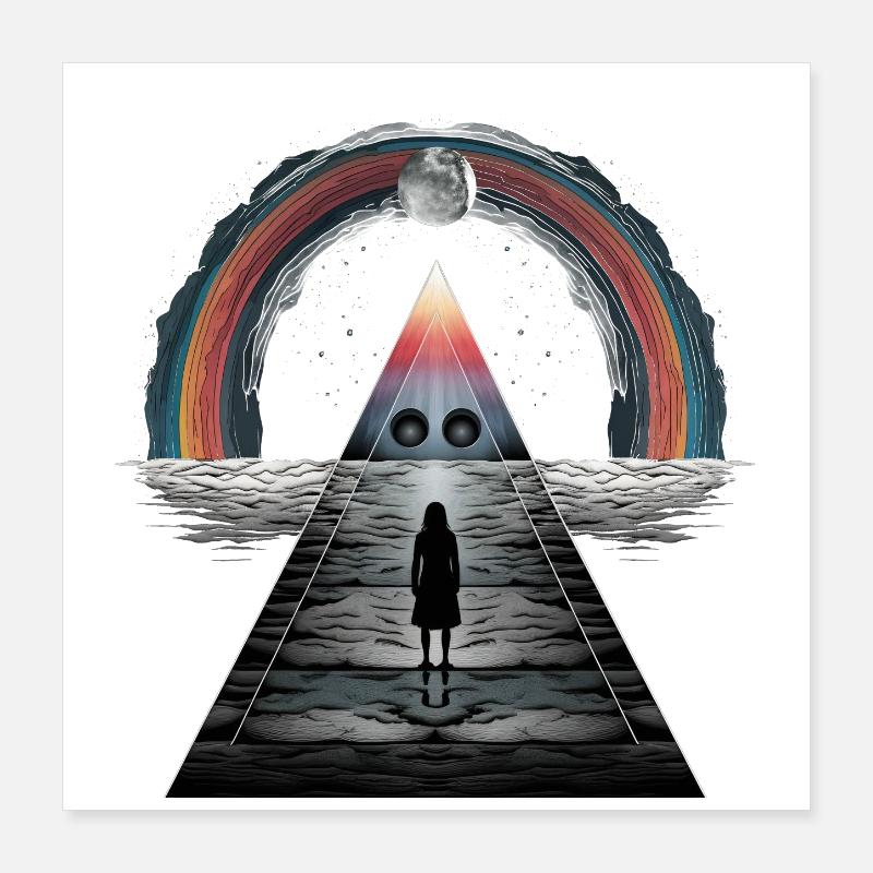 Regenbogenpyramide Mondlicht-Tango Zwielichtig Poster 40x40 cm