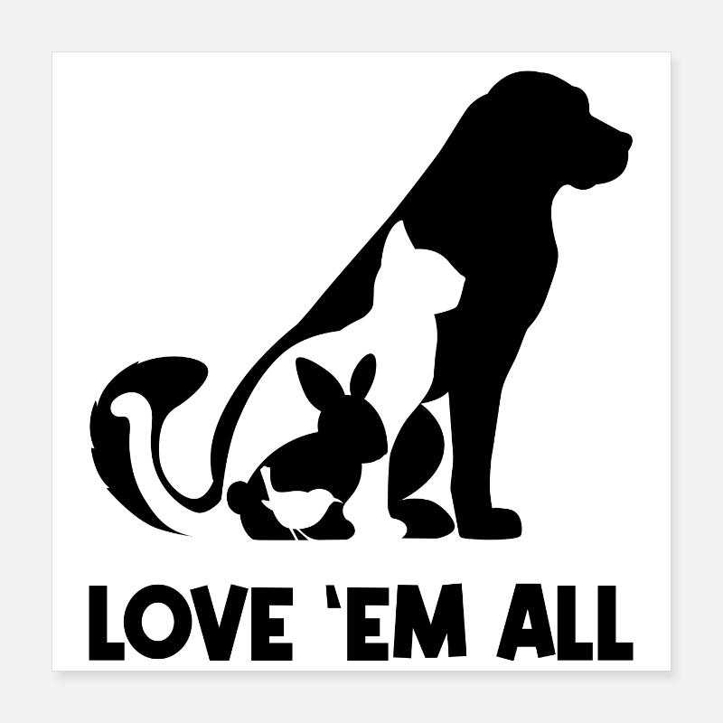 Animals Pets Cat Dog Bunny Pet Statement Poster 16" x 16" (40x40 cm)