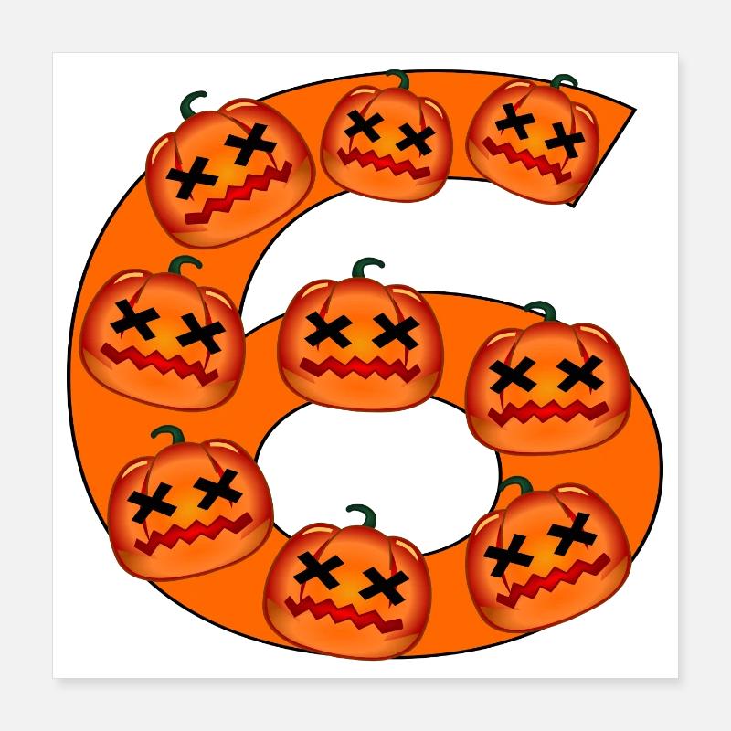 NUMÉRO 6 - CITROUILLES D’HALLOWEEN D’AUTOMNE Poster 40 x 40 cm
