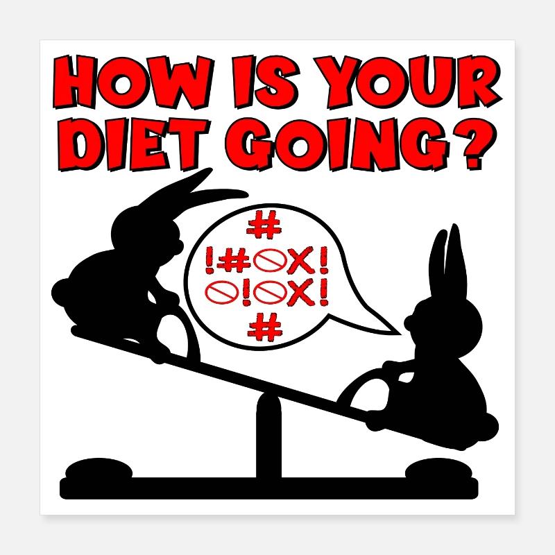 COMMENT VA LE RÉGIME - LAPINS DRÔLE Poster 40 x 40 cm