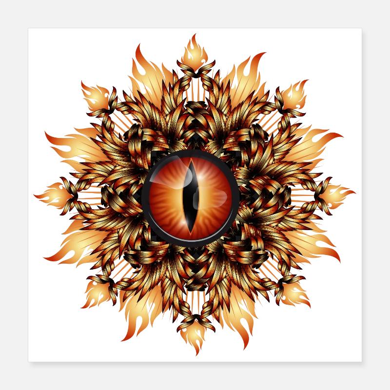 magisches Auge eines Drachen im Medaillon Stil Poster 40x40 cm