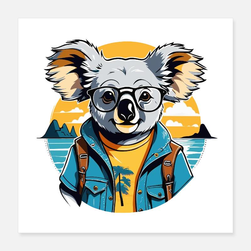 Coucher de soleil d’aventure côtière Koala Poster 40 x 40 cm