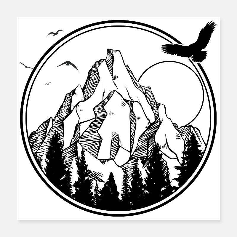 Mitternachtsvogel-Silhouette Poster 40x40 cm