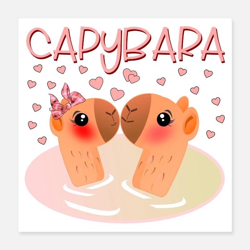 CAPYBARA PAARE ICH LIEBE DICH Poster 40x40 cm